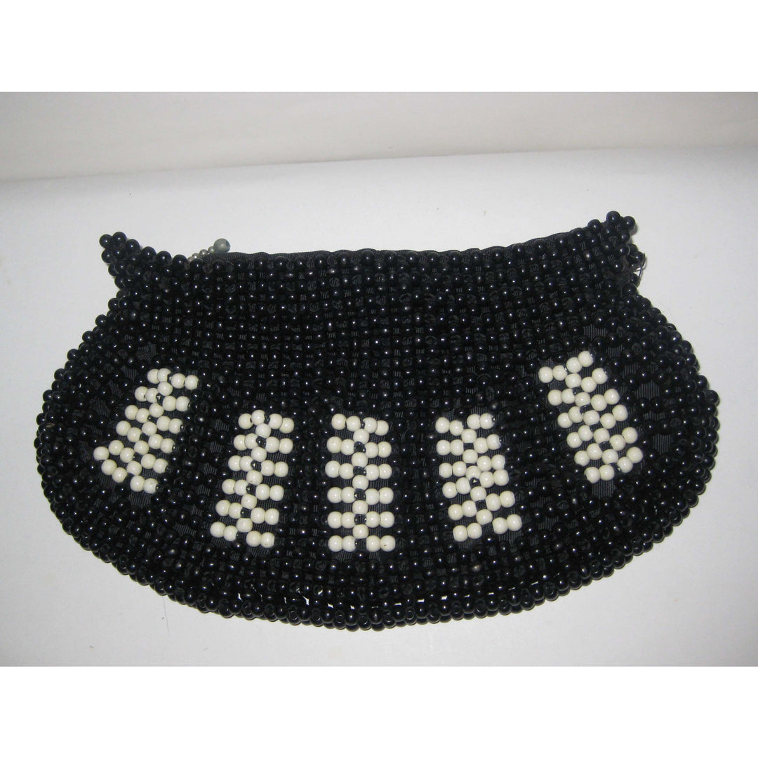 Vintage Black & White Beaded Purse