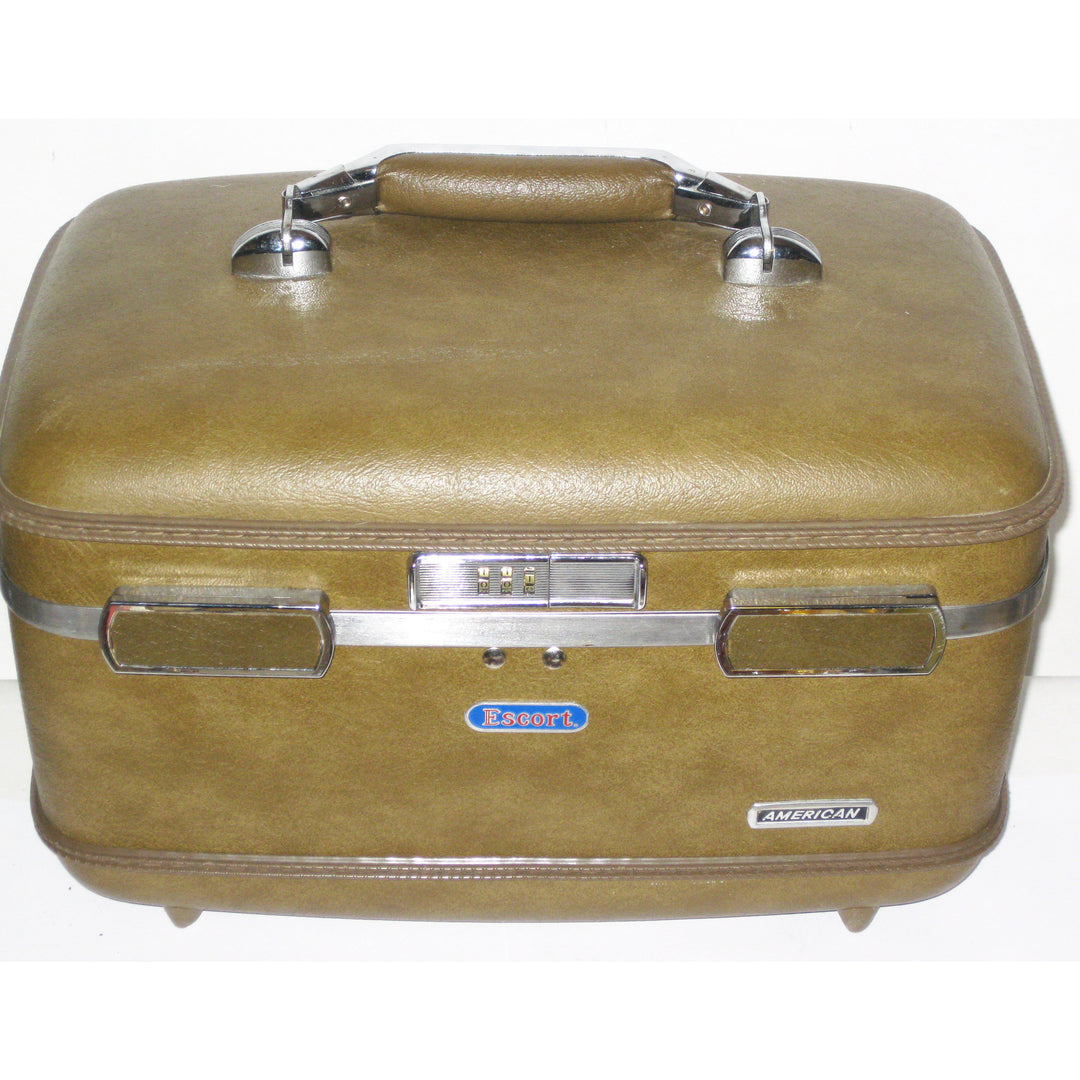 Vintage Brown Combination Lock Train Case By Escort