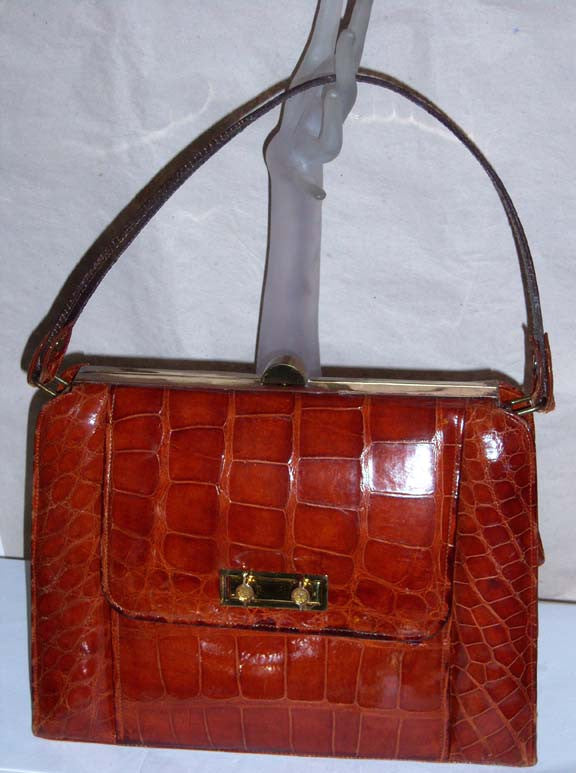 Vintage Large Sweet Brown Alligator Purse