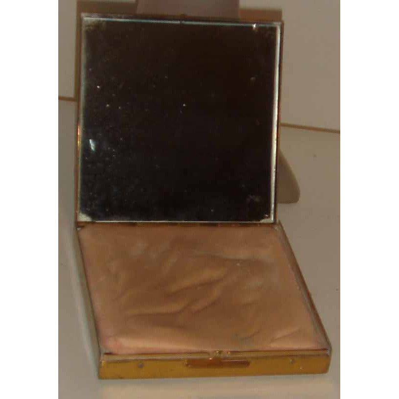 Vintage Art Nouveau Square Goldtone Cherub Compact