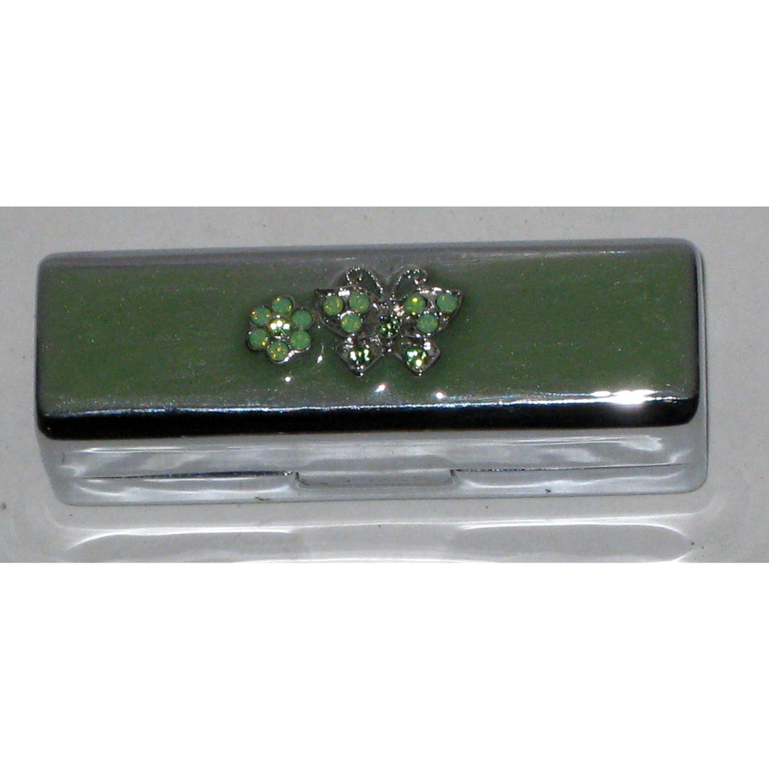 Vintage Green Jeweled Enamel Lipstick Case