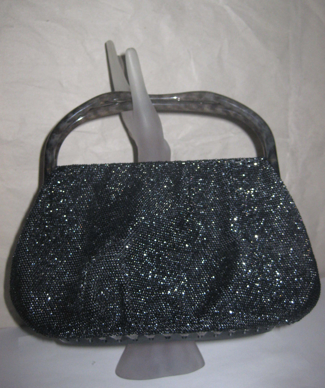 Vintage Smoked Grey Carnival Beaded & Plastic Evening Purse