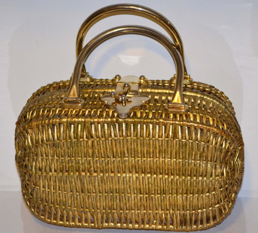 Vintage Koret Bronzed Wicker Purse