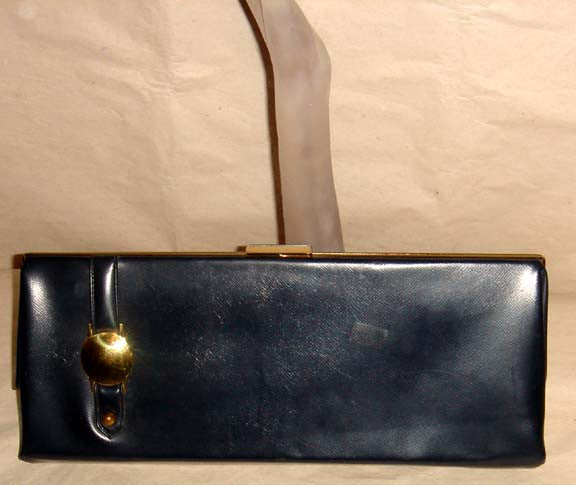 Vintage Navy Vinyl Clutch