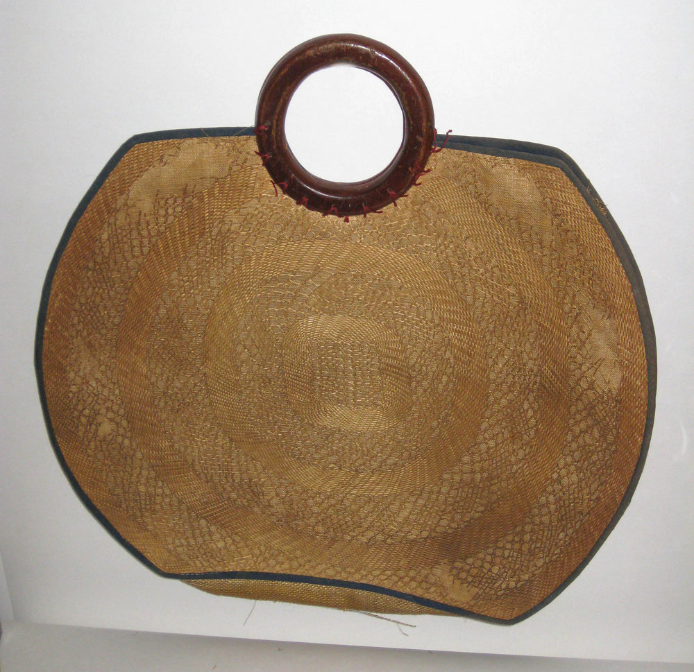 Vintage Woven Pineda Applique Straw Purse