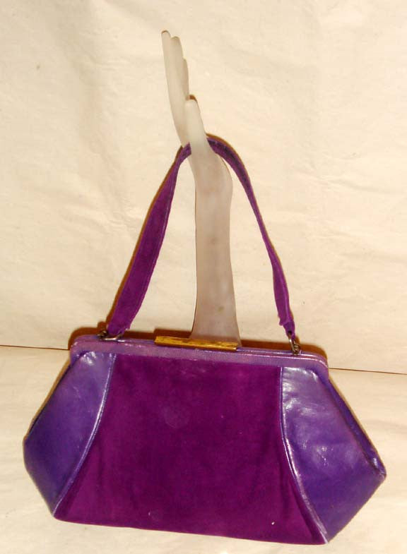 Vintage Deep Purple Suede & Leather Purse