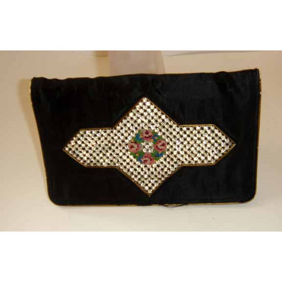 Vintage Black Rhinestone Clutch Purse