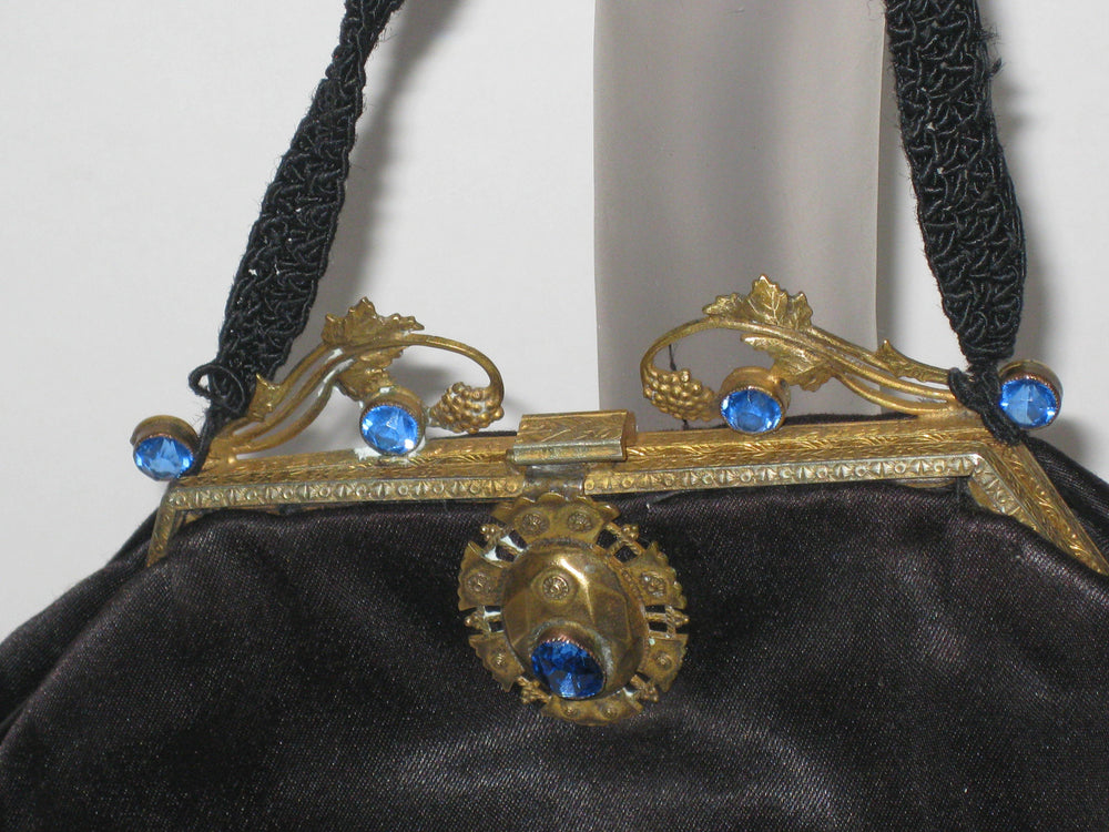 Vintage Black Victorian Ornate Jeweled Purse