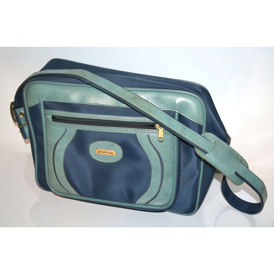 Vintage Blue Nylon Vinyl Travelbag By Safe-way