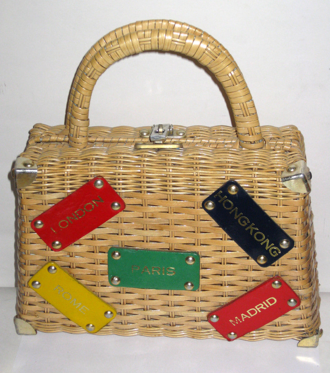 Vintage Wicker World Travel Purse