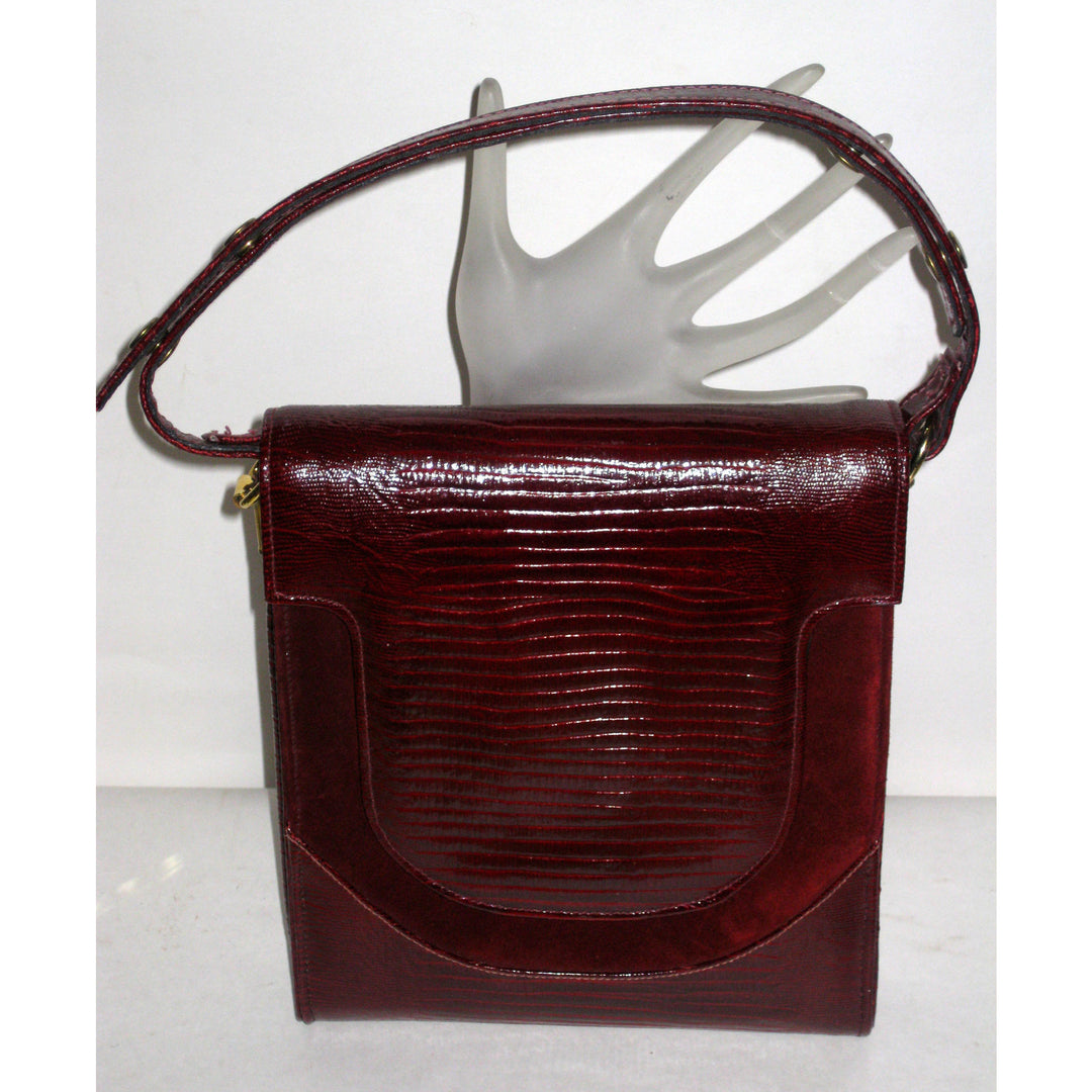 Vintage Red Wine Reptile & Suede Purse